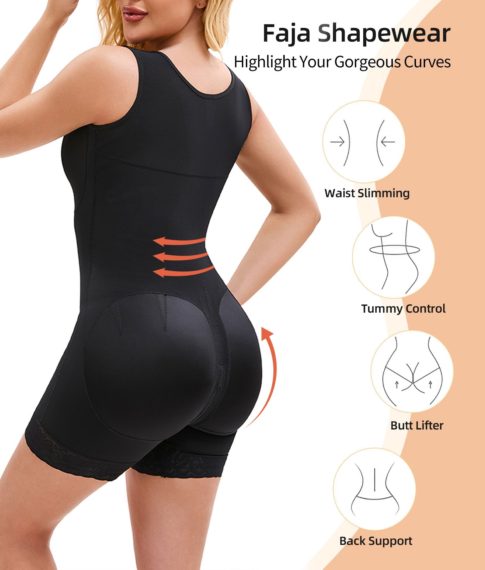 Fajas Colombianas Shapewear for Women Tummy Control Post Surgery Full Body Shaper Butt Lifter with Zipper Crotch skimsbodysuits solleonnewfajascurve elegant figure fajas melibelt bodysuitfajashaper - JM Variety Store